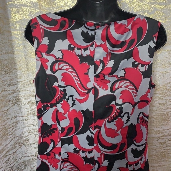 Anne Klein Burgundy and Silver Paisley Print Shift Dress Size 8 - Picture 10 of 17